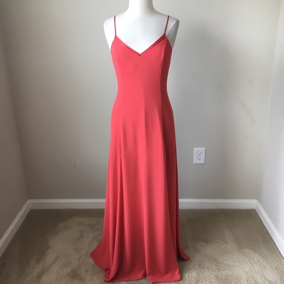Tie lace up slip maxi coral dress - Picture 3 of 7